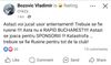 Mesajul lui Vladimir Bozovic. Foto: captură Facebook