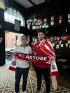 Andrei Vlad și Traian Gherghișan, agentul FIFA, care l-a însoțit pe fostul portar al FCSB în Kazahstan/ Foto:fanatik.ro