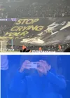 Manchester City-Real Madrid. Rodri fotografiază banner-ul afișat de fanii lui City, cu titlul celebrei melodii a grupului Oasis „Stop crying your heart out”. Este o aluzie la Vinicius jr. 