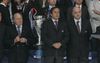 Infantino (dreapta), pe 23 mai 2007, alături de Michel Platini (ex-președinte UEFA) și Blatter (stânga), la finala Ligii Campionilor, Milan - Liverpool 2-1 Foto: Imago
