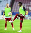 Zouma (dreapta) și Slimani, la încălzire la CFR. Foto: Imago