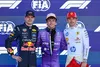 Antonelli, al 3-lea pole-position consecutiv, încadrat de Verstappen (stânga, locul 2) și Leclerc (3). Foto: Imago