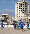Fotbal în Gaza cu efectul războiului foarte vizibil. Foto: Imago
