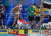 David Popovici, încălzire înainte de finala de 100m liber FOTO Raed Krishan GOLAZO.ro