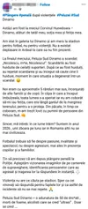 Postarea fanului lui Dinamo. Foto: Facebook
