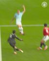 Golul lui Haaland din derby-ul Manchester United - Manchester City, scor 0-1. Foto: Captură „X”