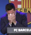 Lionel Messi, în lacrimi când și-a anunțat plecarea de la Barcelona în 2021/ Foto: IMAGO