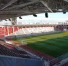 Pista de atletism de 60 de metri, cu patru culoare, amenajată în interiorul stadionului Rapid-Giulești, în dreptul Peluzei Nord. (foto: erbașu.ro)