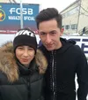 Ricardo Pădurariu, la 11 ani, alături de Olimpiu Moruțan, în decembrie 2018, pe vremea când îl considera idolul său (foto: Facebook/Lorena Pădurariu)