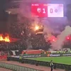 Incendiu pe stadionul „Rajko Mitic” la meciul Steaua Roșie - Partizan Belgrad. Foto: „X” @thecasualultra