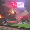 Incendiu pe stadionul „Rajko Mitic” la meciul Steaua Roșie - Partizan Belgrad. Foto: „X” @thecasualultra