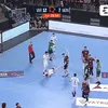 Uros Mitrovic (Vardar), fault brutal asupra lui Valentin Porte (Montpellier) într-un meci din EHF European League (FOTO: captură Eurosport)