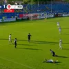 Accidentarea suferită de Eduard Florescu în Metaloglobus - Hermannstadt. Foto: captură Prima Sport