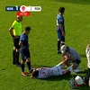 Accidentarea suferită de Eduard Florescu în Metaloglobus - Hermannstadt. Foto: captură Prima Sport