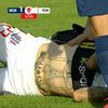 Accidentarea suferită de Eduard Florescu în Metaloglobus - Hermannstadt. Foto: captură Prima Sport