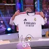 Enrique Riquelme a apărut cu tricoul lui Real Madrid cu numele lui Haaland pe spate. Foto: captură X/@elchiringuitotv