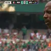Reacția sud-africanului Mudau din finalul meciului Mexic - Africa de Sud 2-0. Foto: captură X/@MateuszPerek