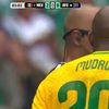 Reacția sud-africanului Mudau din finalul meciului Mexic - Africa de Sud 2-0. Foto: captură X/@MateuszPerek