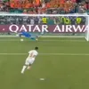 Verbruggen a blocat mingea lui Rahimi, apoi a lovit-o cu călcâiul și s-a dus în plasă. Gol Maroc, 1-1