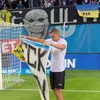 Oleksandr Romanchuk, banner cu mesajul „FCK PTN” după meciul U Craiova - ML Vitebsk 1-0 (Foto: Instagram @oleksandrromanchuk74)