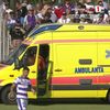 Meciul Poli Timișoara - Chindia Târgoviște, întârziat după ce unui suporter i s-ar fi făcut rău. Foto: captură Prima Sport