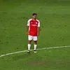 Se vede starea destul de rea a terenului de pe stadionul Rapid în timpul jocului Hapoel-Sabah, în play-off-ul Ligii
