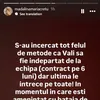 Soția lui Vali Crețu, acuzații grave la adresa lui Mihai Stoica FOTO Instagram