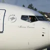 Aeronava Boeing 737 MAX „Mircea Lucescu”, intrată în flota TAROM după aproximativ 20 de ani. Foto: TAROM