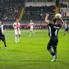 Atmosferă la primul meci în nocturnă pe stadionul „Petre Libardi” din Petroșani.  Foto: Facebook @CSM Jiul Petroșani