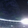 Numele sponsorului AFA, afișat pe cer la retragerea lui Messi / foto: capturi video X/KDC Global