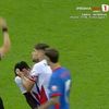 Gestul obscen al lui Habib Sylla după eliminarea din meciul cu FCSB. Foto: captură Prima Sport 1