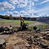 A început demolarea vechiului stadion Corvinul. Foto: Facebook/Corvinul Hunedoara