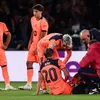 Accidentarea lui Dani Olmo în PSG - Barcelona. Foto: X/@CGTNSportsScene