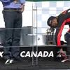 Momentul în care Sir Patrick Stewart a băut șampanie din gheata lui Ricciardo / foto: capturi video The Independent