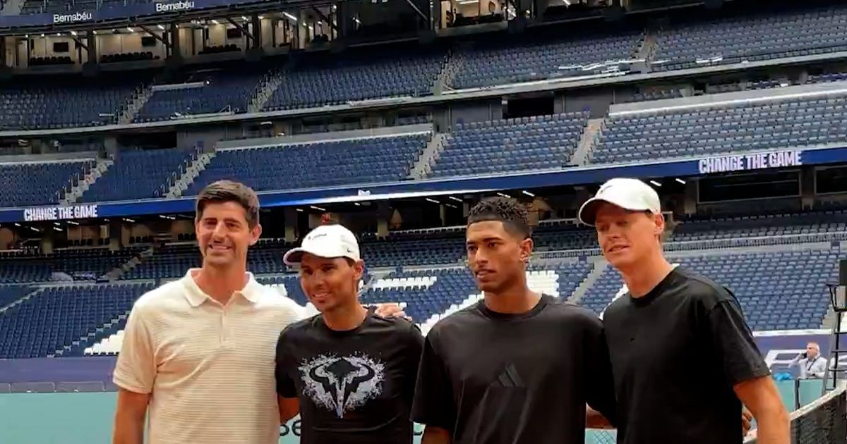 Spectacol pe „Bernabeu” VIDEO. Bellingham a vorbit cu Nadia Comăneci, apoi a jucat tenis cu Sinner și Nadal » Florentino Perez, ipostază inedită