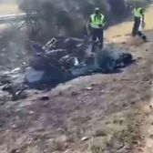 Imagini de la locul accidentului   Bolidul în care au murit   Diogo Jota și fratele său,  complet carbonizat după ce a fost cuprins de flăcări