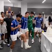 Au dansat pamporea!    VIDEO.   Patru jucători de la Farul au făcut   spectacol în vestiar  după victoria cu FCSB