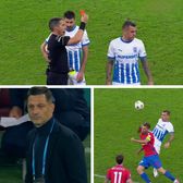 Craiova, al treilea meci cu eliminare    FOTO  Cicâldău a luat „roșu” după ce l-a lovit   cu piciorul în cap  pe Olaru