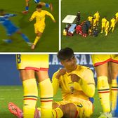 Panică la Dinamo    FOTO.    Musi,  schimbat la naționala U21 după o intrare inconștientă! Primele detalii despre starea jucătorului