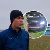 S-a izbit cu mașina de stâlp    FOTO. Căpitanul unei echipe din România a făcut   accident în centrul orașului,  după ce a consumat alcool