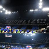 Ultrașii au improvizat    FOTO:  Au sfidat interdicția impusă de autorități!   Cum și-au afișat mesajul  în timpul meciului Inter - AC Milan