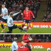 Intrare criminală a lui Araujo!    FOTO:  Fundașul Barcelonei putea   să-i rupă piciorul  lui Foden! » A scăpat nepedepsit, iar englezii au luat foc