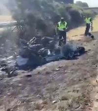 Imagini de la locul accidentului   Bolidul în care au murit   Diogo Jota și fratele său,  complet carbonizat după ce a fost cuprins de flăcări