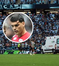 Lovit cu genunchiul în cap    FOTO.  Portarul echipei Santos s-a ales cu un   cucui imens.  Mesaj de pe patul de spital