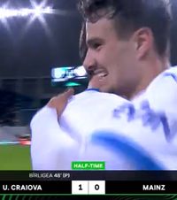 Bîrligea, „transferat” la Craiova    FOTO:  Ce a apărut pe grafica TV la finalul partidei cu   Mainz,  din Conference League