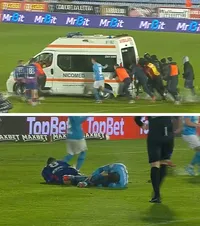 Imagini șocante la Voluntari!    FOTO.     Accidentare horror  în meciul cu FC Bihor » Ireal: jucătorii au fost nevoiți să împingă ambulanța!