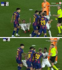 La un pas de bătaie pe Camp Nou!    FOTO.  Furie la Barcelona - Real Madrid: jucătorii   s-au încăierat  pe gazon » De la ce a pornit totul