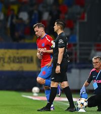 Olaru, o repriză pe jos!    Căpitanul FCSB s-a plâns 45 de minute,  urlând și protestând la fiecare duel mai tare cu apărătorii Sloboziei