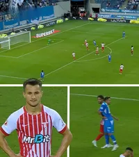 Autogol ca-n curtea școlii    FOTO.  Alomerovic   s-a făcut de râs  la ultima fază a partidei U Craiova - UTA