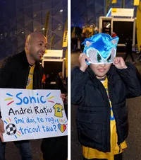Rațiu i-a îndeplinit visul!   VIDEO.  Fundașul României,  gest superb  pentru un puști prezent la meciul cu Suedia: „Are și masca cu Sonic”